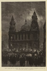 ロンドンでの大晦日、セントポール大聖堂の外の群衆